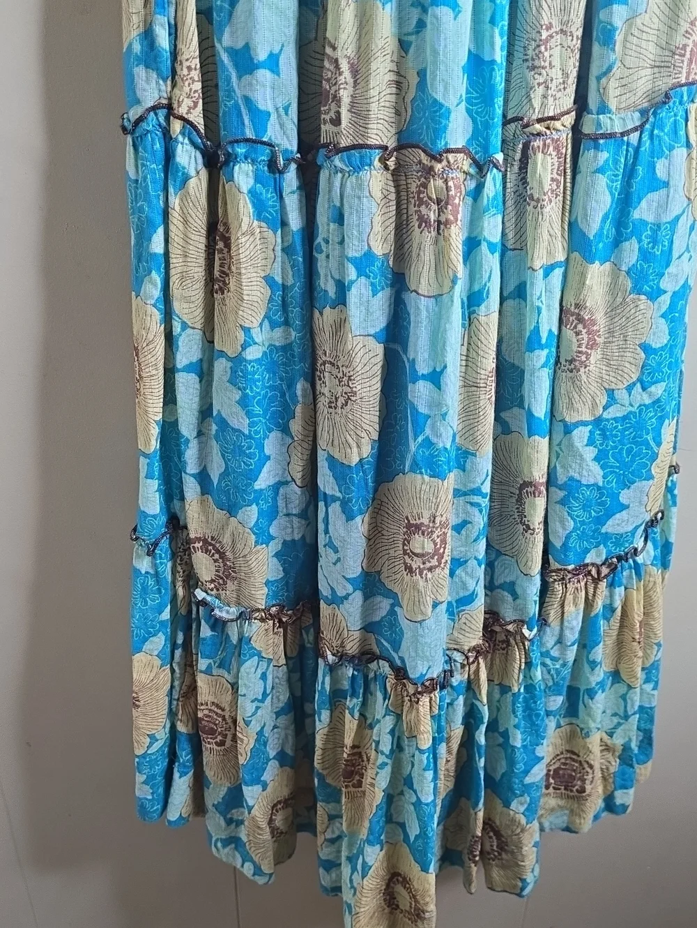 Free People Adriel Tie Strap Tiered Midi Dress Size Small